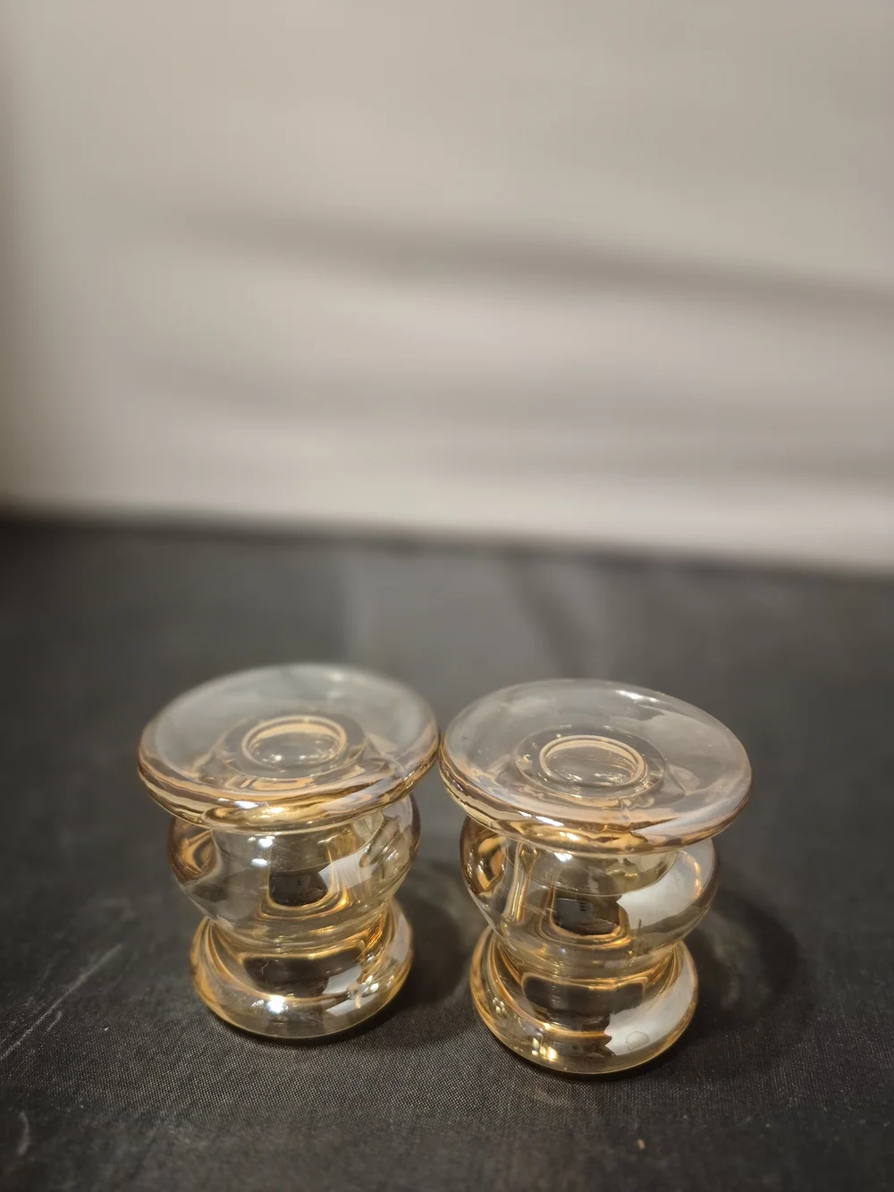 Amber Glass Candle Holders -set Of 2 NWOT's